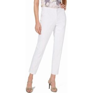 CALVIN KLEIN White Straight leg Pants, Pockets, Zip hook closure women's size 6